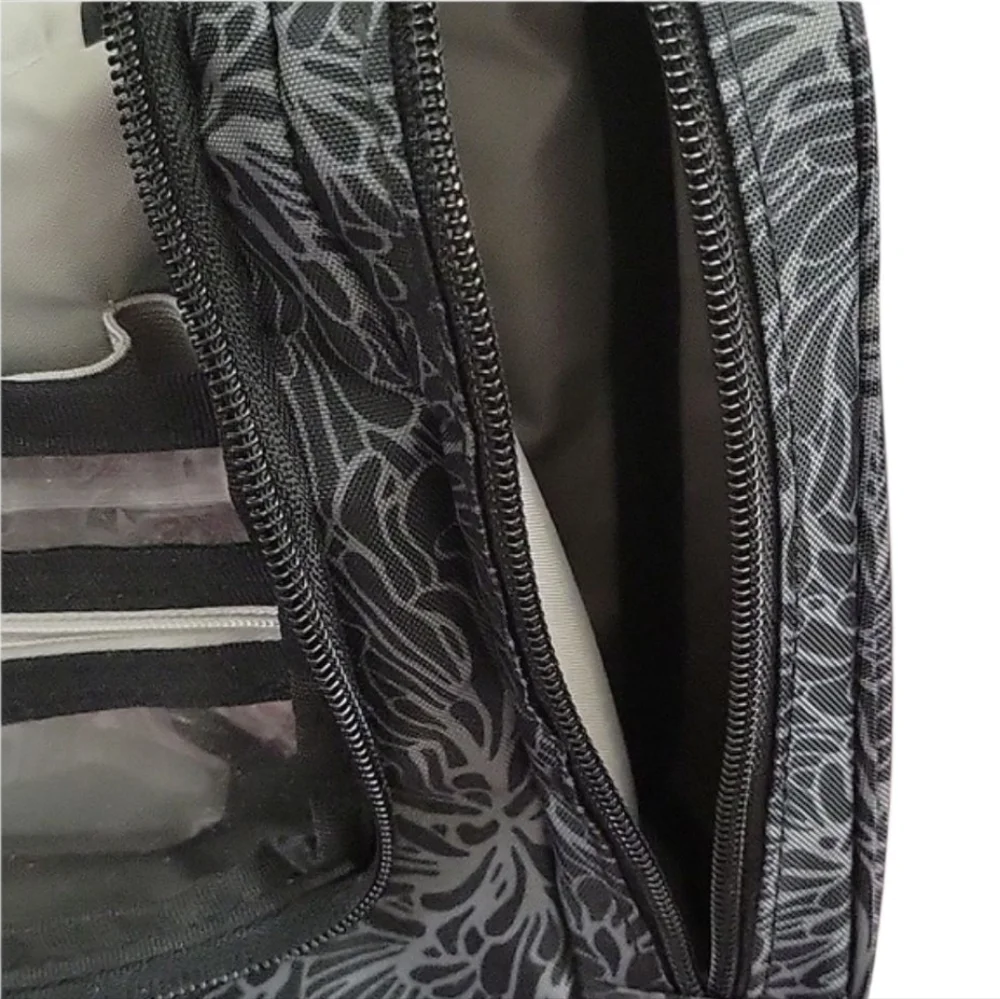 NWOT Baggallini Charcoal Floral Organizer Travel Toiletry Bag